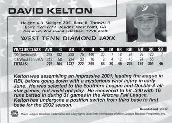 2002 Grandstand West Tenn Diamond Jaxx #17 David Kelton Back