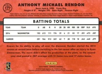 2015 Donruss - Stat Line Career #177 Anthony Rendon Back