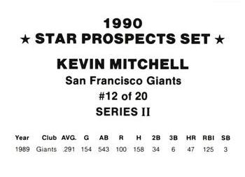 1990 Star Prospects Set Series II (unlicensed) #12 Kevin Mitchell Back