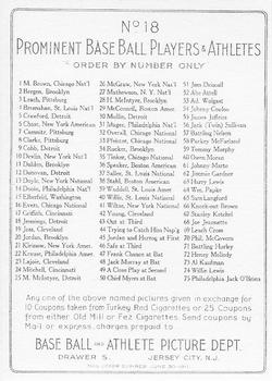 1982 Galasso Turkey Red Reprints #18 Hughie Jennings Back