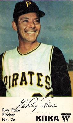1968 KDKA Pittsburgh Pirates #26 Roy Face Front