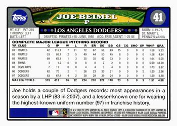 2008 Topps Gift Sets Los Angeles Dodgers #41 Joe Beimel Back