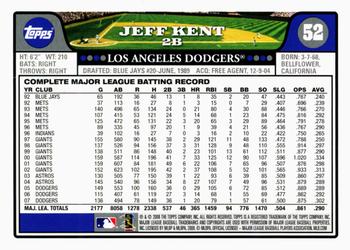 2008 Topps Gift Sets Los Angeles Dodgers #52 Jeff Kent Back
