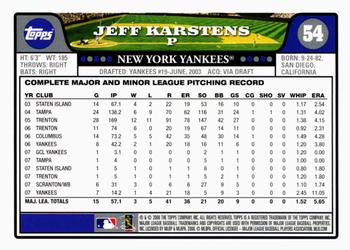 2008 Topps Gift Sets New York Yankees #54 Jeff Karstens Back