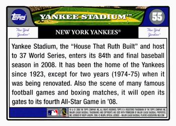 2008 Topps Gift Sets New York Yankees #55 Yankee Stadium Back