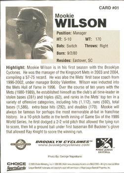 2005 Choice Brooklyn Cyclones #01 Mookie Wilson Back