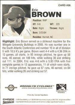2005 Choice Brooklyn Cyclones #08 Eric Brown Back