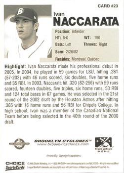 2005 Choice Brooklyn Cyclones #23 Ivan Naccarata Back