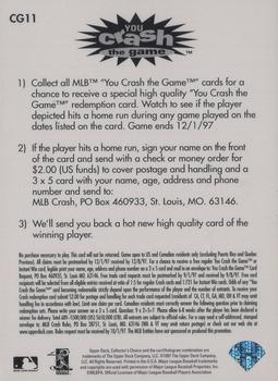 1997 Collector's Choice - You Crash the Game #CG11 Manny Ramirez Back