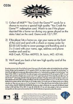 1997 Collector's Choice - You Crash the Game #CG26 Barry Bonds Back