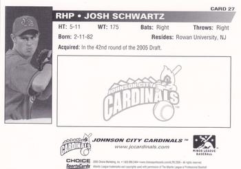 2005 Choice Johnson City Cardinals #27 Josh Schwartz Back