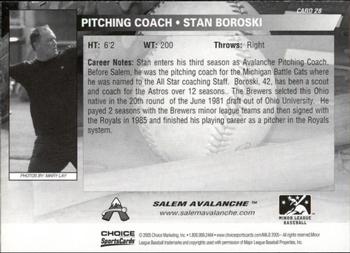 2005 Choice Salem Avalanche #28 Stan Boroski Back