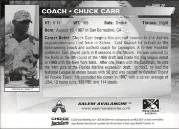 2005 Choice Salem Avalanche #29 Chuck Carr Back