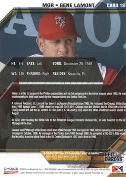 2005 Choice Scranton/Wilkes-Barre Red Barons #18 Gene Lamont Back