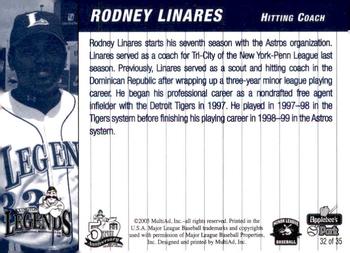 2005 MultiAd Lexington Legends #32 Rodney Linares Back