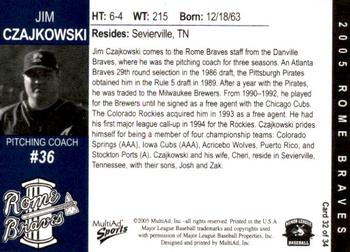 2005 MultiAd Rome Braves #32 Jim Czajkowski Back