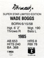 1986 Dorman's Super Stars #NNO Wade Boggs Back