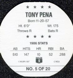 1987 Key Food Discs #5 Tony Pena Back