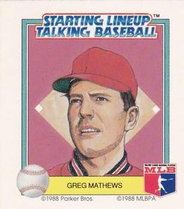 1988 Parker Bros. Starting Lineup Talking Baseball St. Louis Cardinals #26 Greg Mathews Front