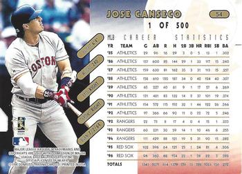 1997 Donruss - Press Proofs Gold #54 Jose Canseco Back