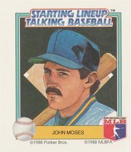1988 Parker Bros. Starting Lineup Talking Baseball Seattle Mariners #20 John Moses Front