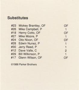 1988 Parker Bros. Starting Lineup Talking Baseball Seattle Mariners #NNO Starting Lineup Batting Order Back