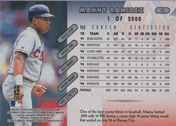 1997 Donruss - Press Proofs Silver #11 Manny Ramirez Back
