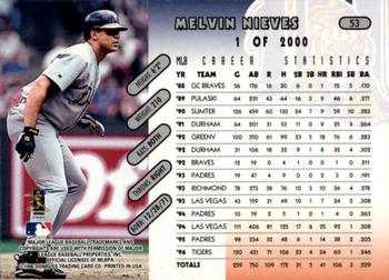 1997 Donruss - Press Proofs Silver #53 Melvin Nieves Back