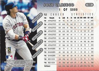 1997 Donruss - Press Proofs Silver #54 Jose Canseco Back