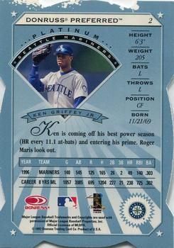 1997 Donruss Preferred - Cut to the Chase #2 Ken Griffey Jr. Back