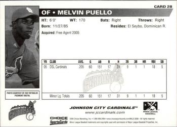 2006 Choice Johnson City Cardinals #28 Melvin Puello Back