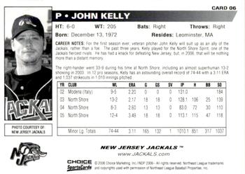 2006 Choice New Jersey Jackals #6 John Kelly Back