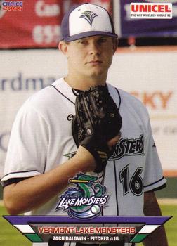 2006 Choice Vermont Lake Monsters #02 Zach Baldwin Front