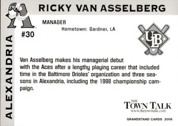 2006 Grandstand Alexandria Aces #1 Ricky Van Asselberg Back
