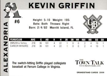 2006 Grandstand Alexandria Aces #11 Kevin Griffin Back