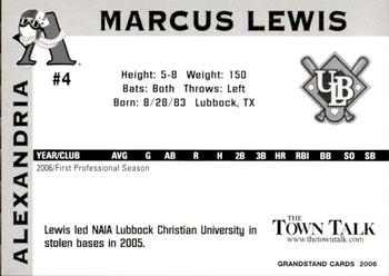 2006 Grandstand Alexandria Aces #18 Marcus Lewis Back
