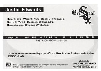 2006 Grandstand Appalachian League Top Prospects #NNO Justin Edwards Back
