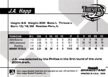 2006 Grandstand Clearwater Threshers #NNO J.A. Happ Back