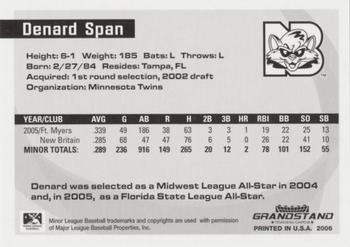 2006 Grandstand Eastern League Top Prospects #NNO Denard Span Back