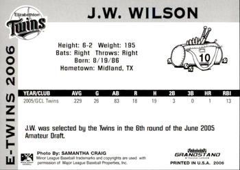 2006 Grandstand Elizabethton Twins #21 J.W. Wilson Back