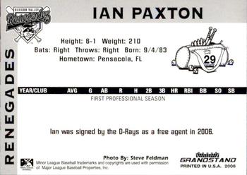 2006 Grandstand Hudson Valley Renegades #NNO Ian Paxton Back