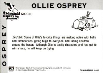 2006 Grandstand Missoula Osprey #1 Ollie Osprey Back