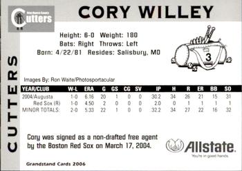 2006 Grandstand New Haven County Cutters #10 Cory Willey Back