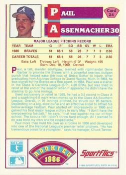 1986 Sportflics Rookies #24 Paul Assenmacher Back