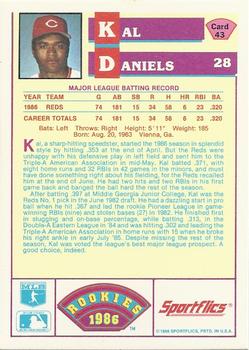 1986 Sportflics Rookies #43 Kal Daniels Back