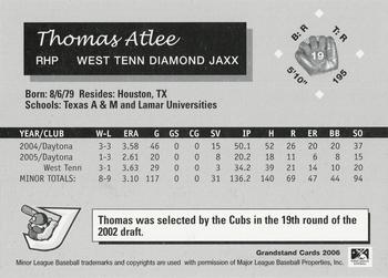 2006 Grandstand West Tenn Diamond Jaxx #4 Thomas Atlee Back
