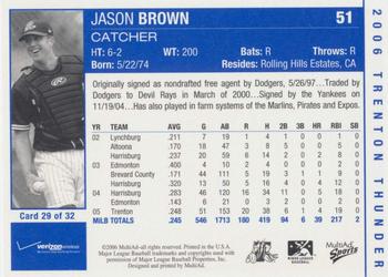 2006 MultiAd Trenton Thunder #29 Jason Brown Back