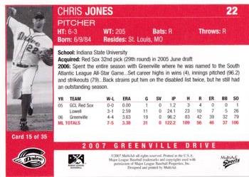 2007 MultiAd Greenville Drive #15 Chris Jones Back