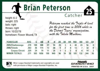2007 Grandstand Altoona Curve #NNO Brian Peterson Back