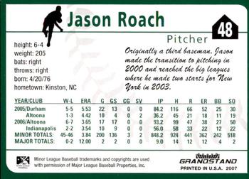 2007 Grandstand Altoona Curve #NNO Jason Roach Back
